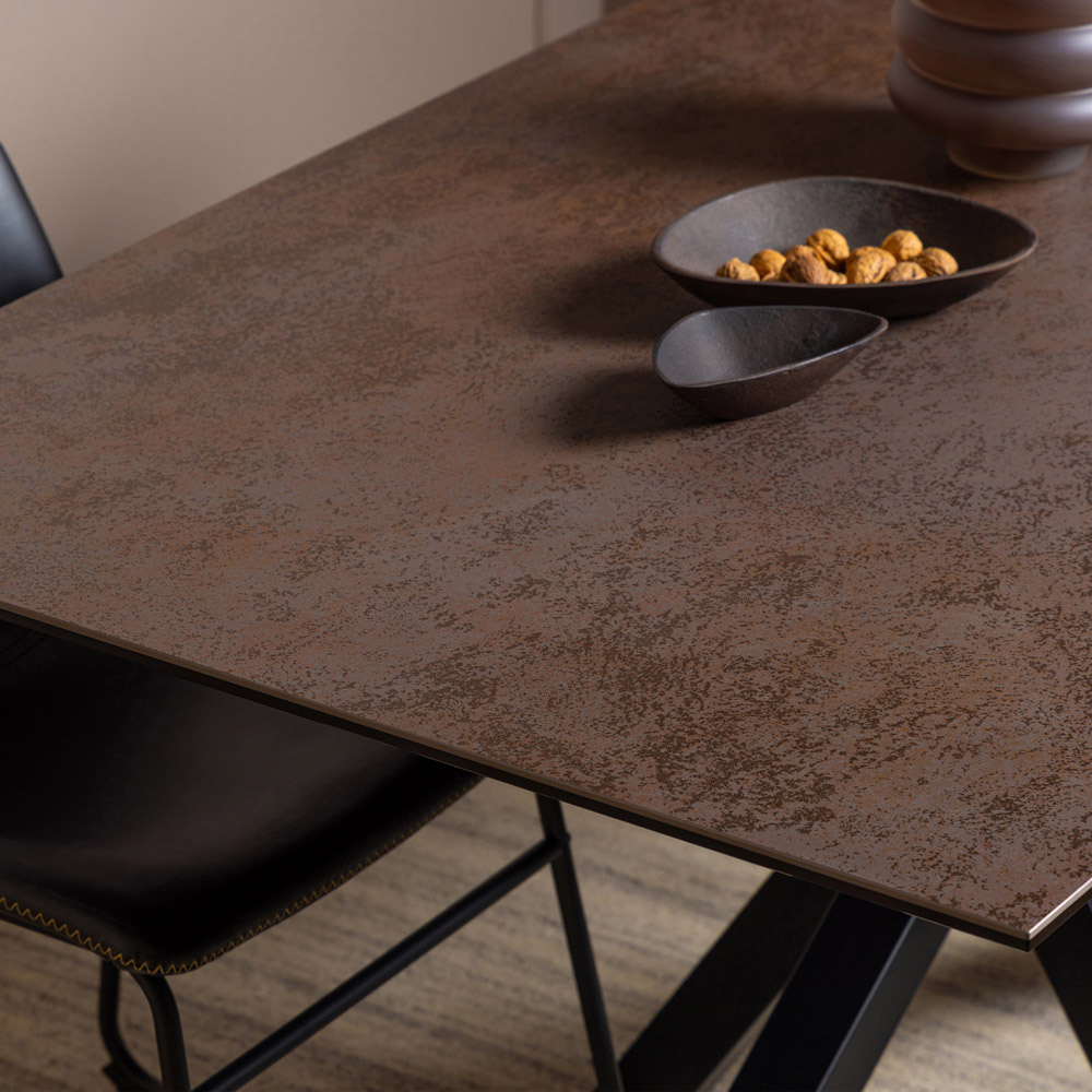 Florence Heaven 6 Seater Ceramic Dining Table Rusty Brown Image 7