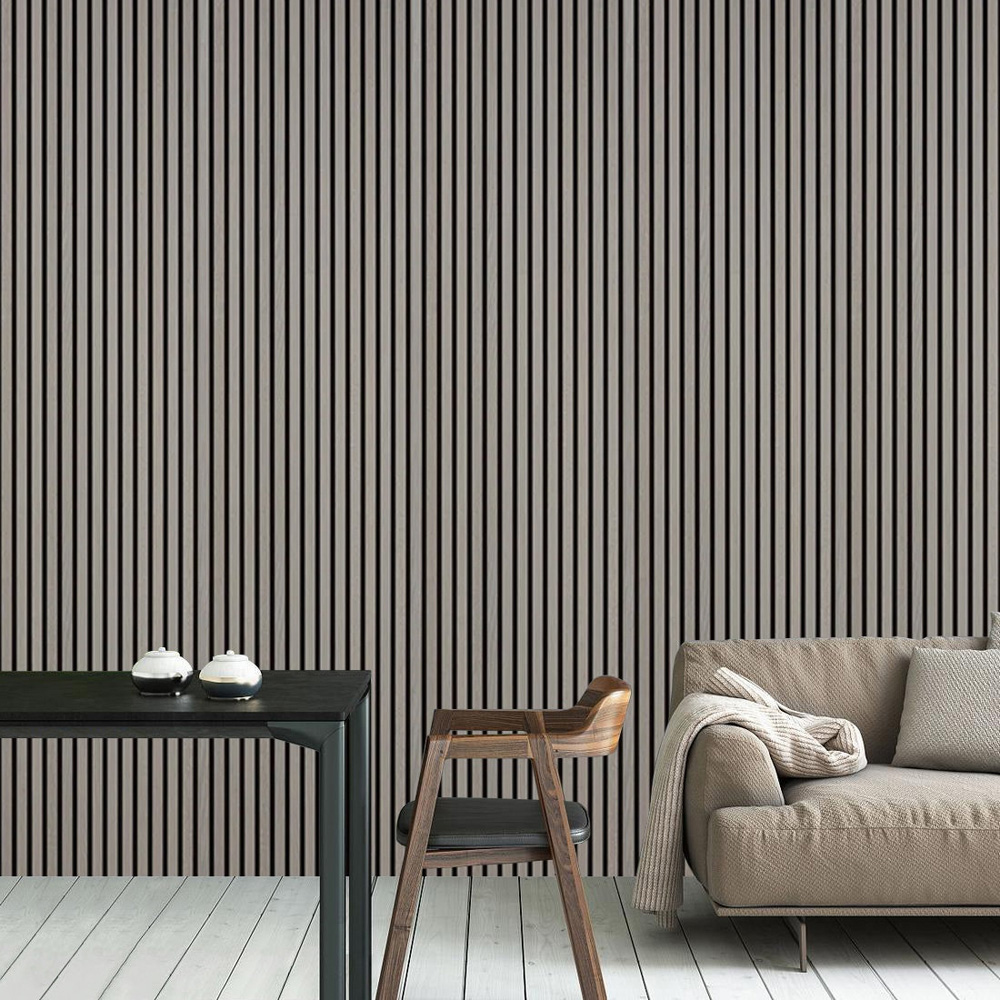 Portland 240 x 60cm Acupanel Grey Acoustic Slat Wall Panel Image 1