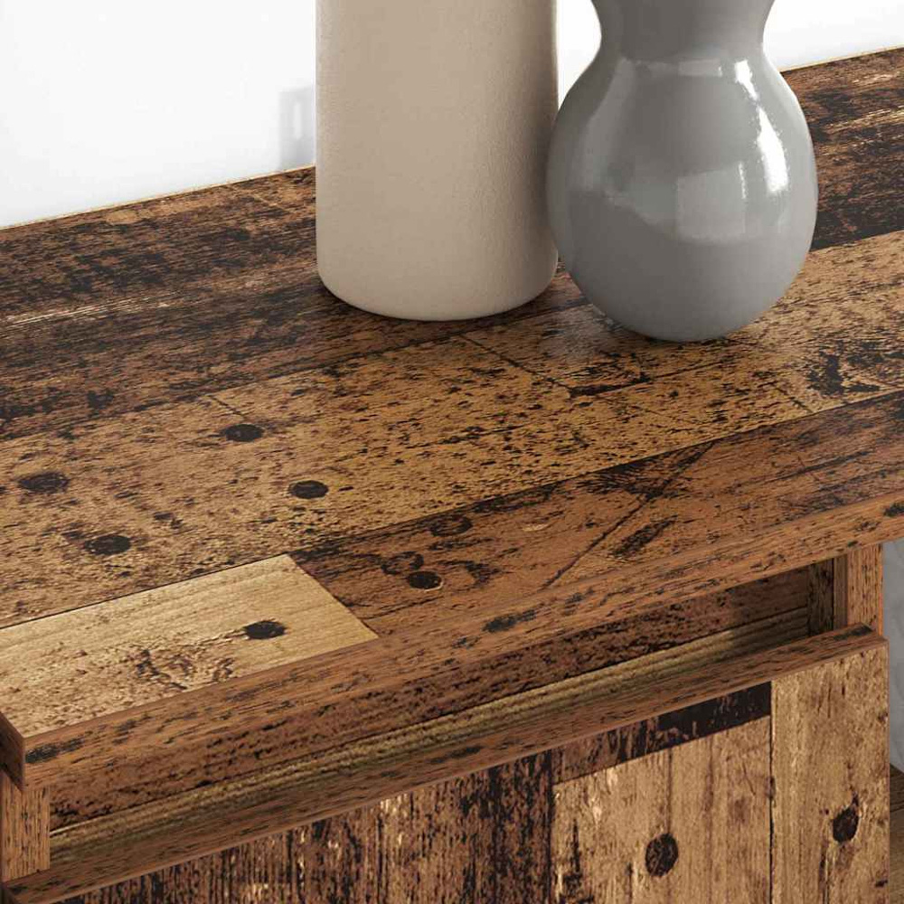 vidaXL 2 Door 2 Open Shelf Old Wood Sideboard with Wooden Legs Set of 2 Image 4