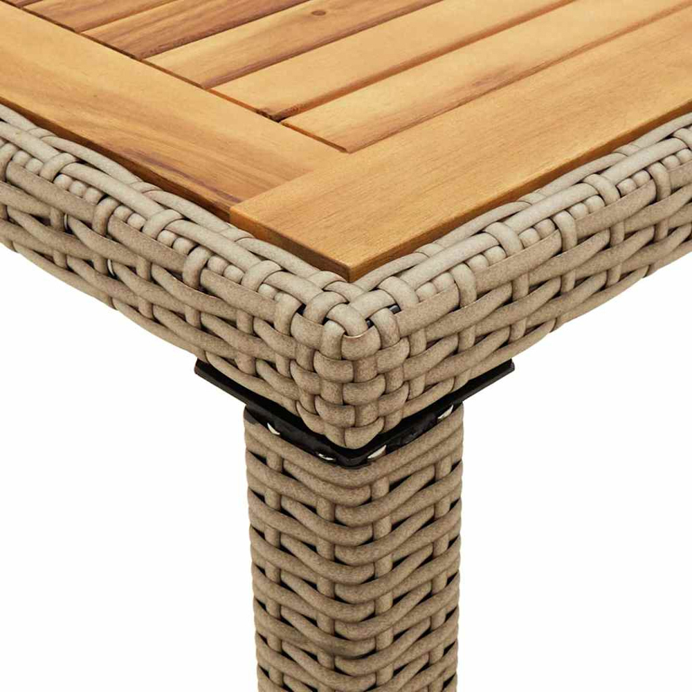 vidaXL 6 Seater Poly Rattan Rectangular Outdoor Dining Table Beige Image 5