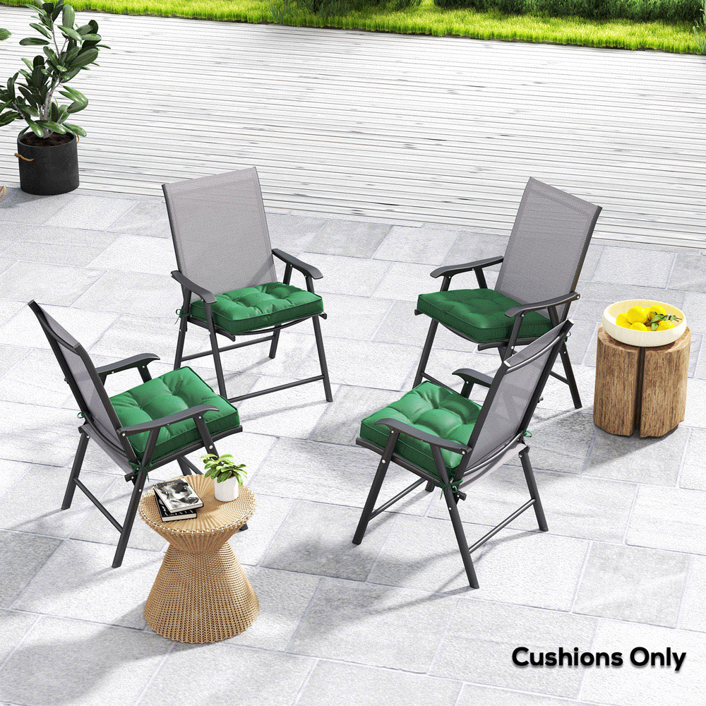 Outsunny Green Garden Seat Replacement Cushion Pad 42 x 42cm 4 Pack Image 2