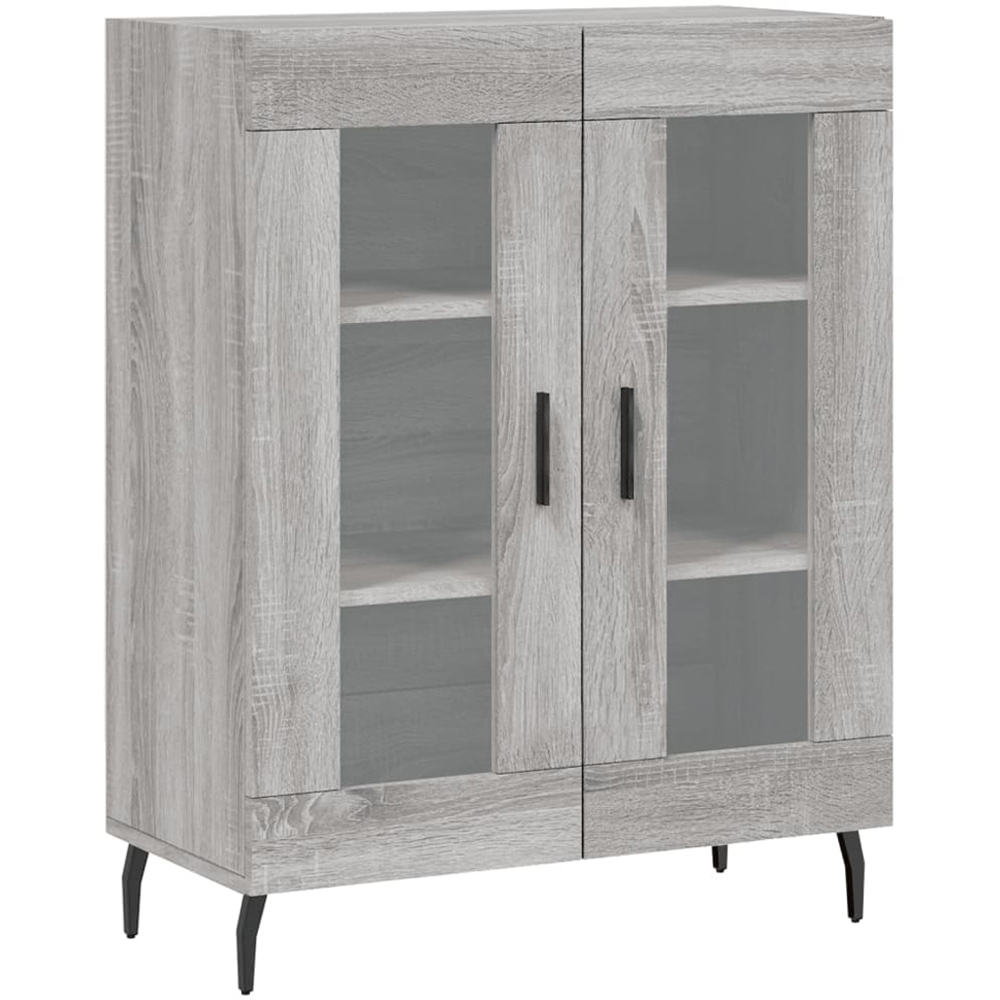 vidaXL 2 Glass Door 3 Shelf Grey Sonoma Highboard Image 7