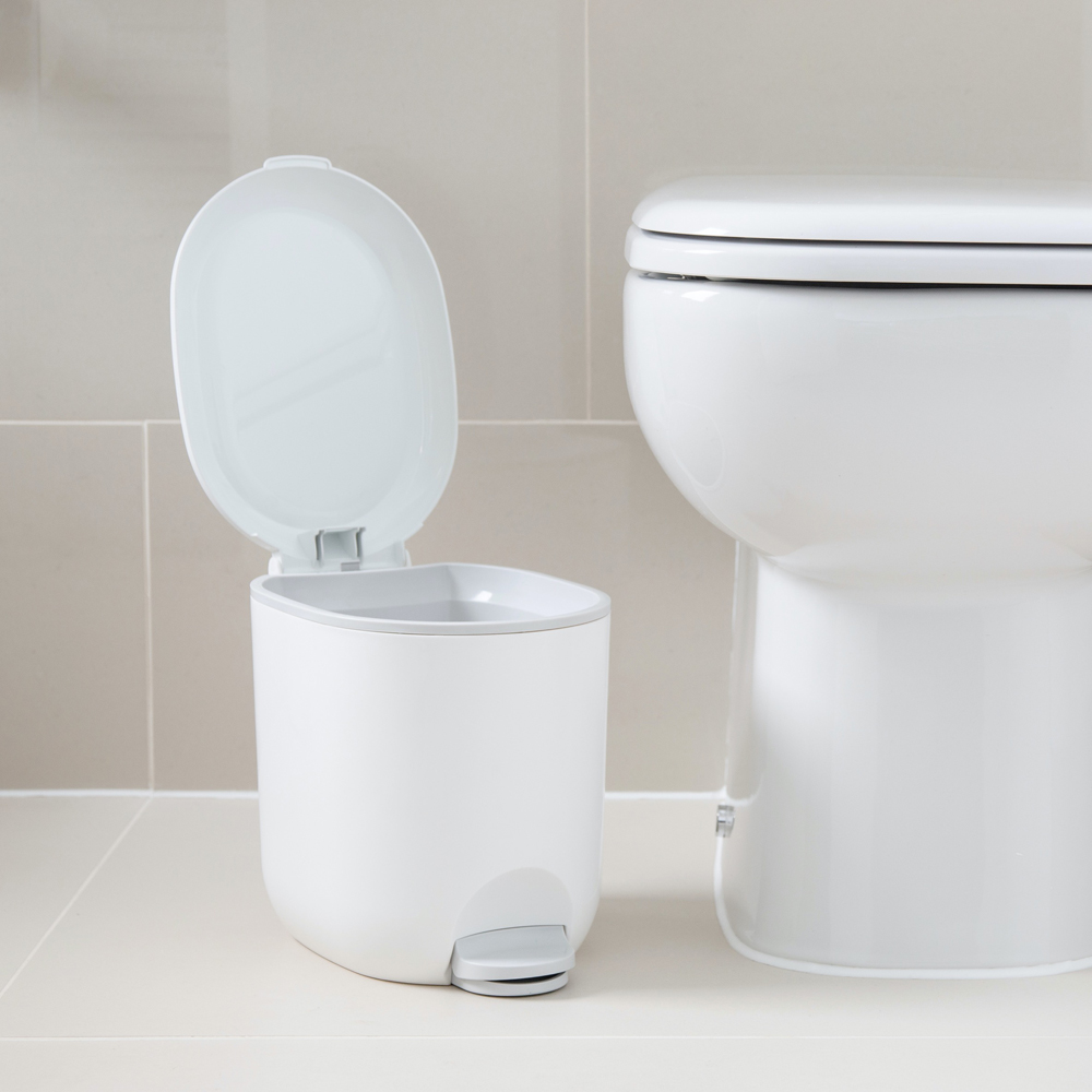 Addis White and Grey Bathroom Pedal Bin 3.5L Image 3