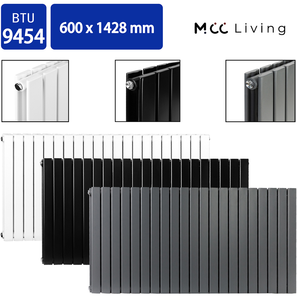 White 9454 BTU Double Flat Panel Vertical Column Radiator 600 x 1428mm Image 4