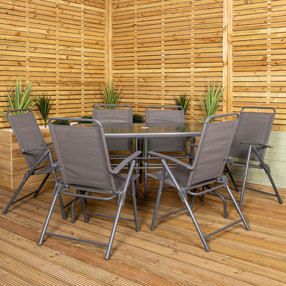 Samuel Alexander 6 Seater Patio Dining Set Grey with Parasol Image 4
