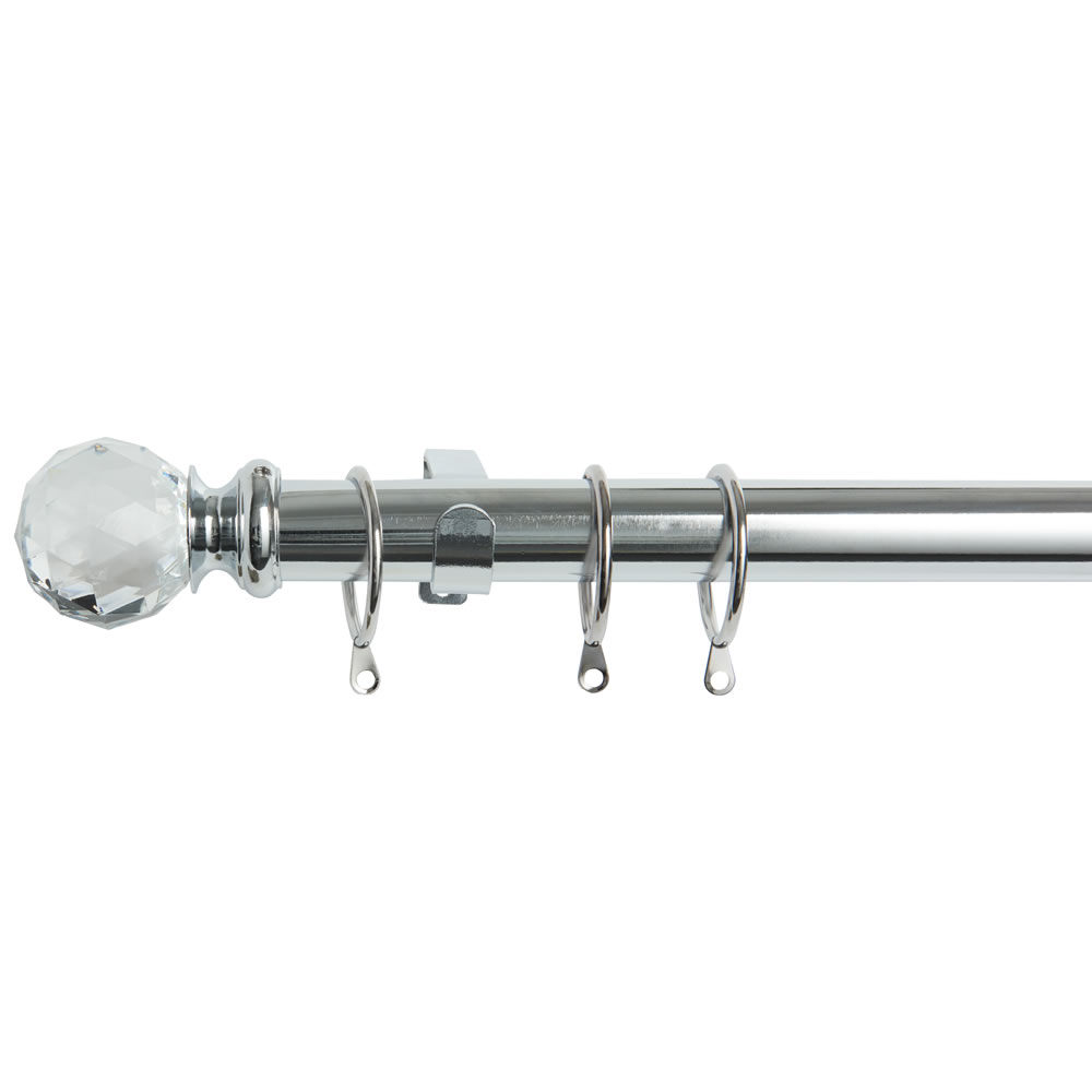 Wilko 120 - 210cm Extendable Glass Ball Chrome Curtain Pole Image 1