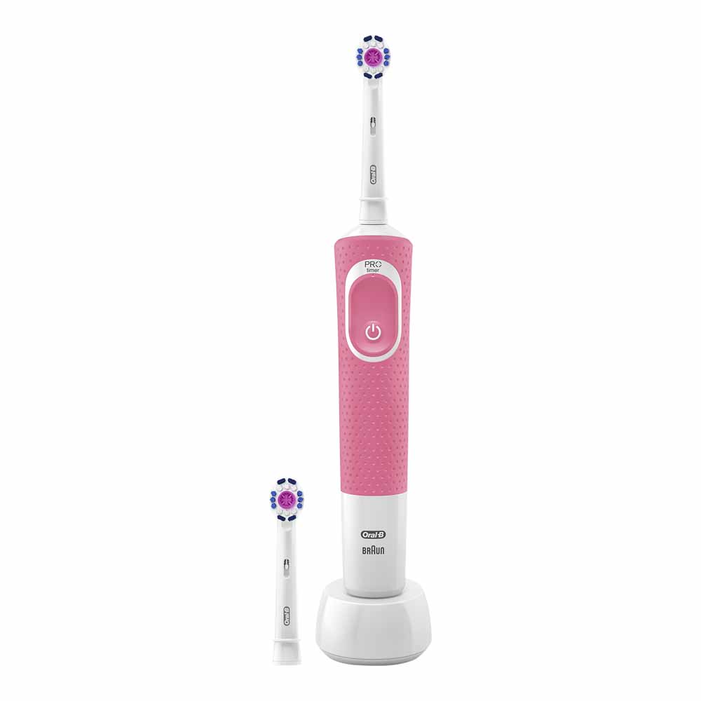 Oral-B Vitality Plus 3D White Pink Electric Rechargeable Toothbrush Image 3