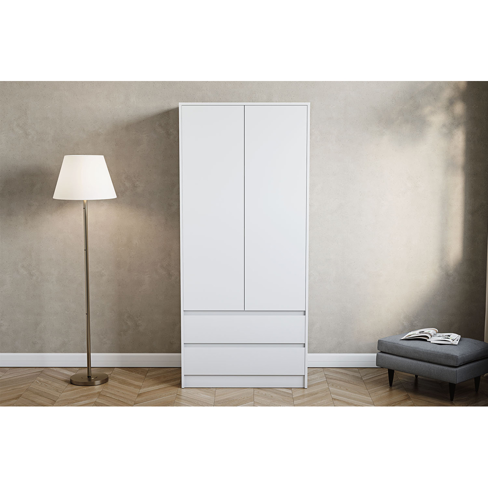 VIDA DESIGNS Denver 2 Door 2 Drawer White Wardrobe Image 6
