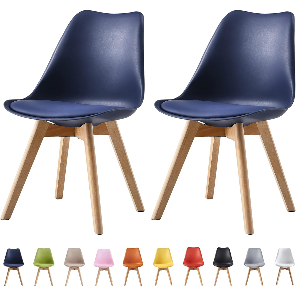 Eva Set of 2 Blue Padded Dining Chairs Image 6