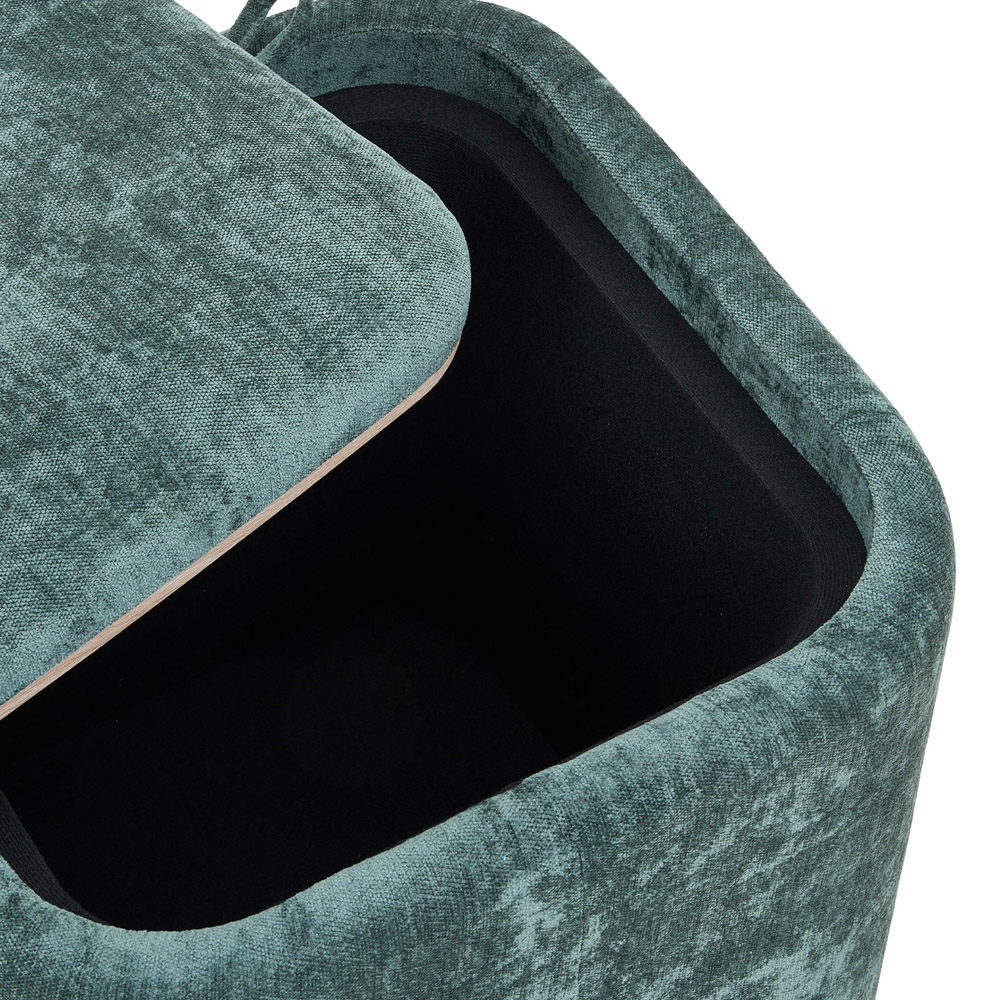 Living and Home Green Chenille Cube Storage Ottoman with Reversible Lid Image 6