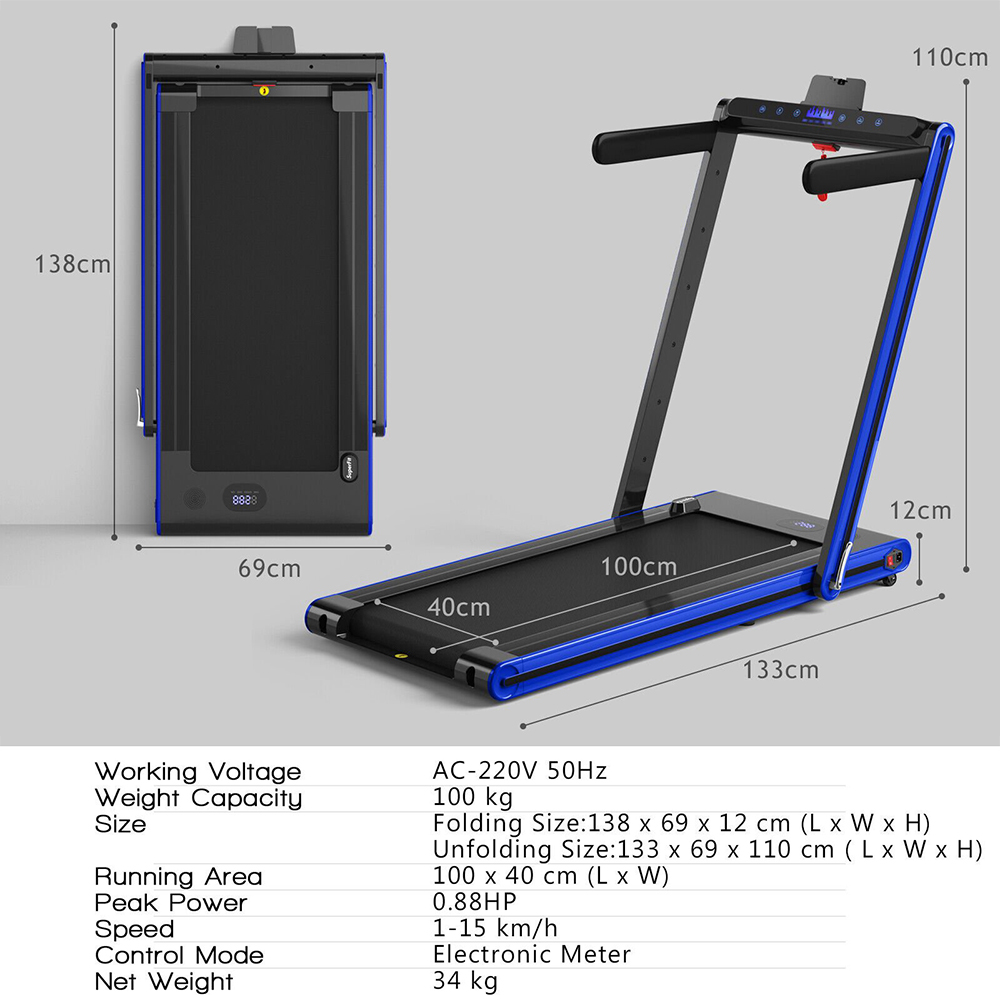 Costway 2 in 1 Blue Folding Under Desk Treadmill with Dual LED Display Image 8