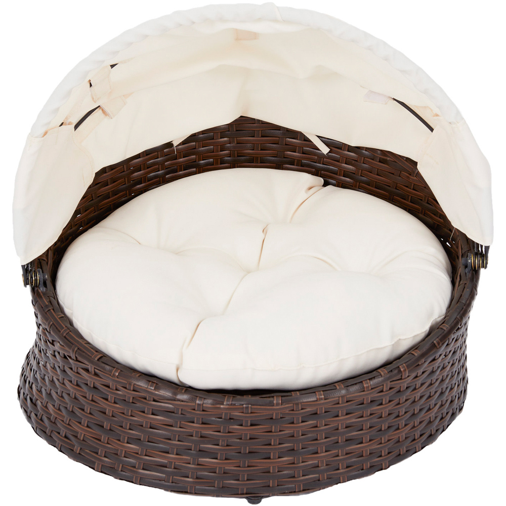 Teamson Pets Wicker Rattan Shell Shape Cat Bed with Cushions Image 1