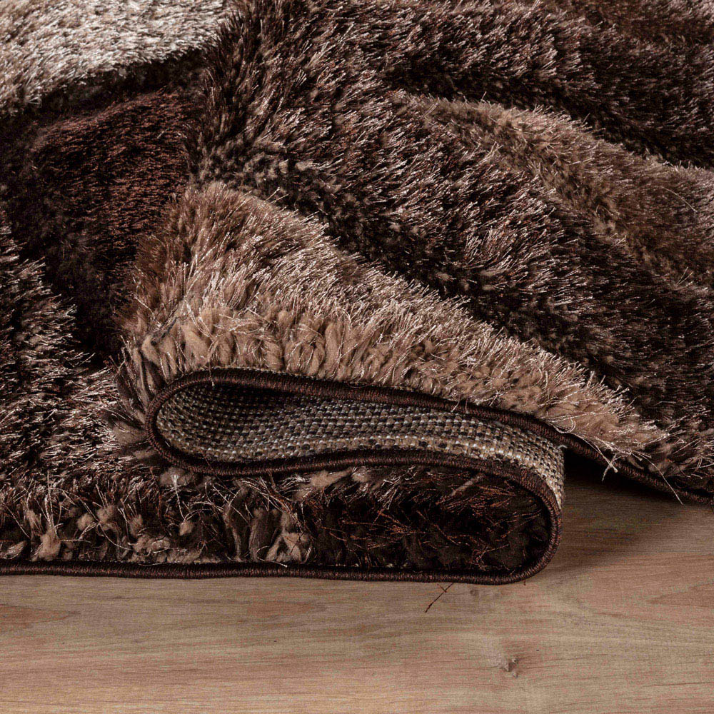 Desire Rug Modern Bronze Swirl Shimmer Soft Shaggy Area Rug 60 x 220cm Image 3
