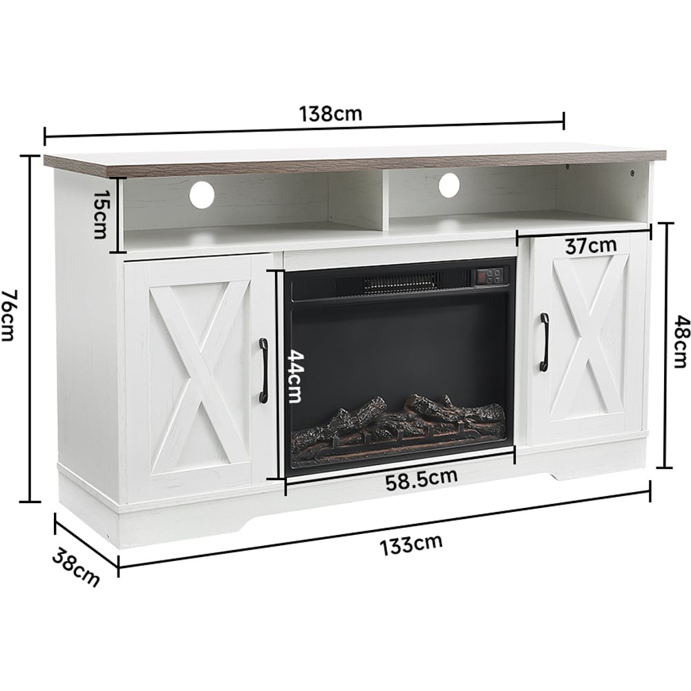 Living and Home White TV Stand Surround Set Electric Fireplace with Timer and Remote 24 inch Image 9