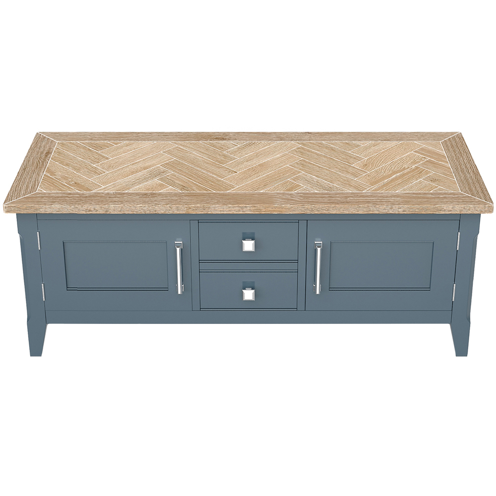 Baumhaus Signature 2 Door 2 Drawer Blue Widescreen Television Stand Image 3