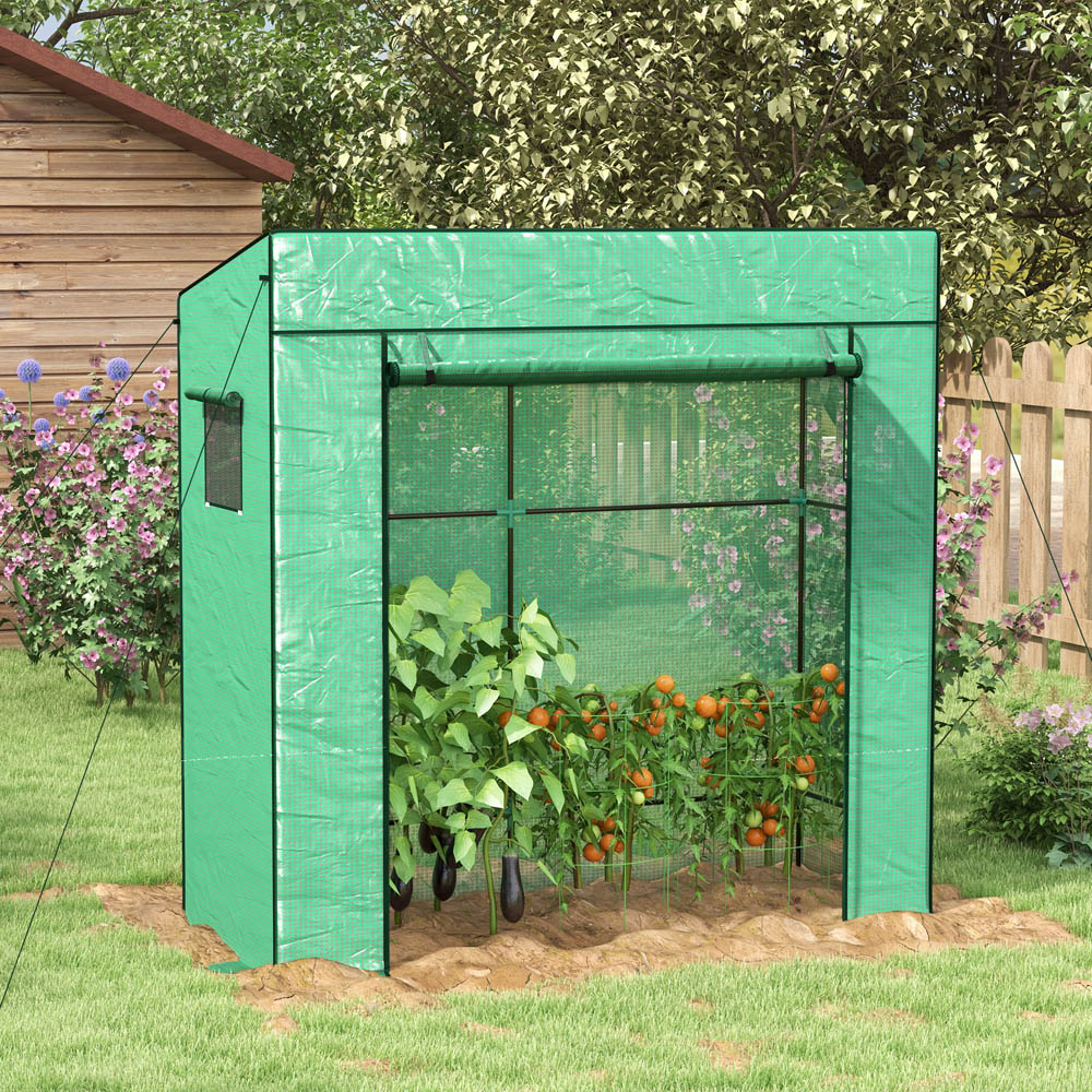 Outsunny Green PE 6 x 6ft Walk In Greenhouse Image 2
