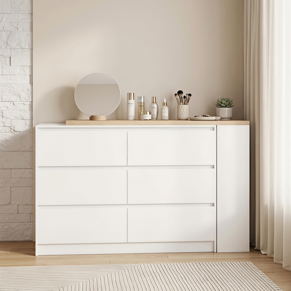 HOMCOM 6 Drawer 3 Shelf White Vanity Table Image 2