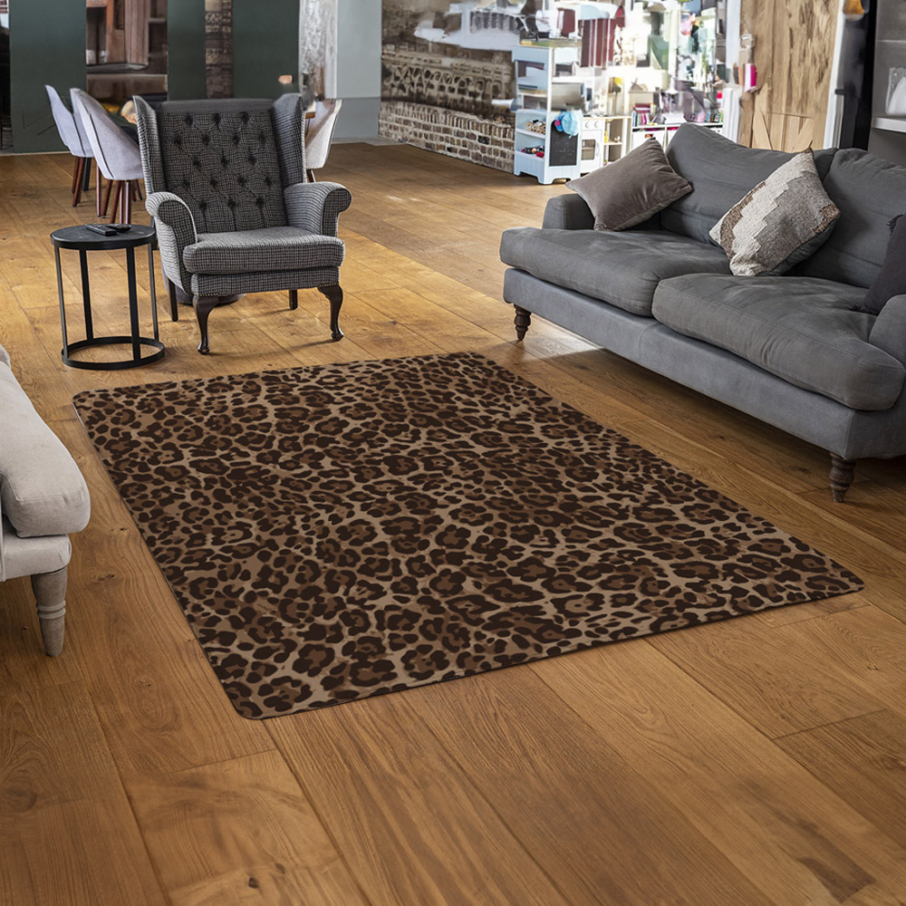 Benjamin Tate Design Faux Wool Extra Large Leopard Print Rug 230 x 160cm Image 2