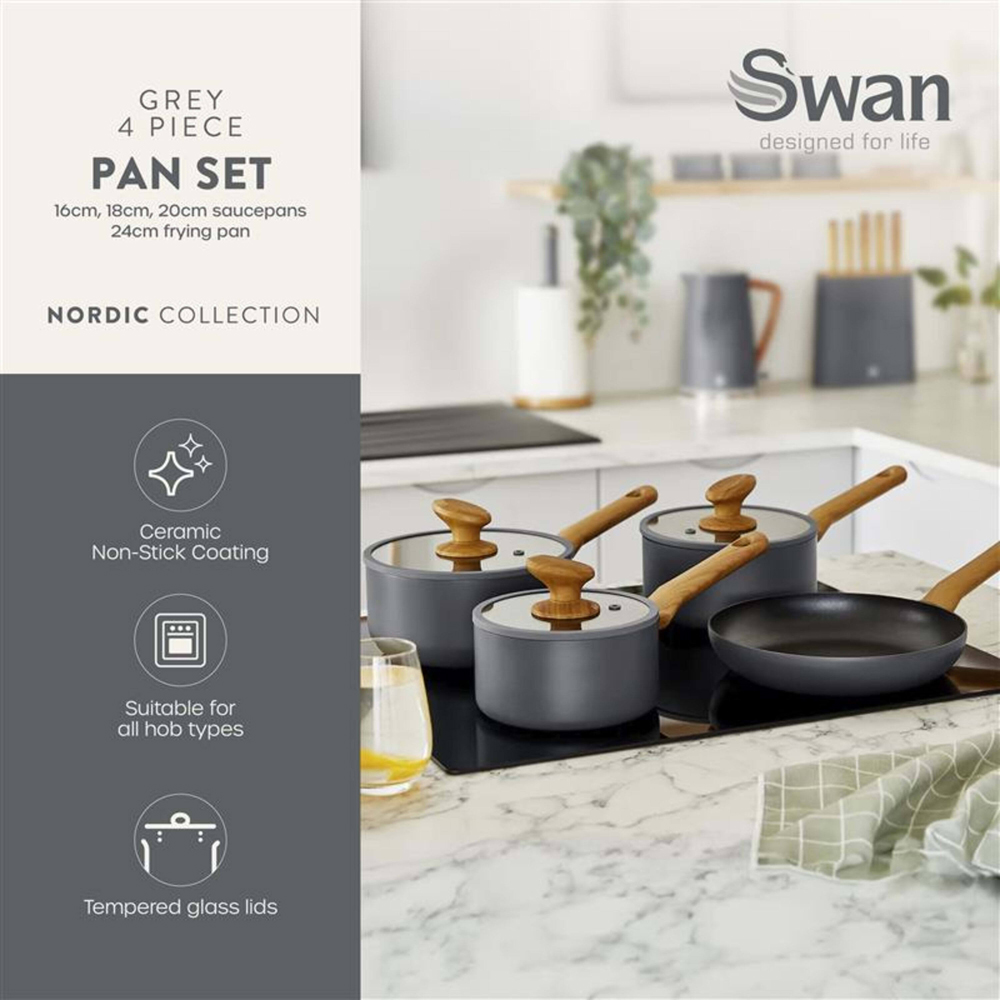 Swan 4 Piece Nordic Grey Pan Set Image 3