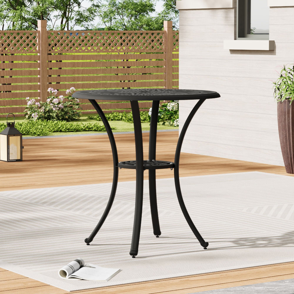 Living and Home Cast Aluminium Patio Bistro Table with Parasol Hole Image 7