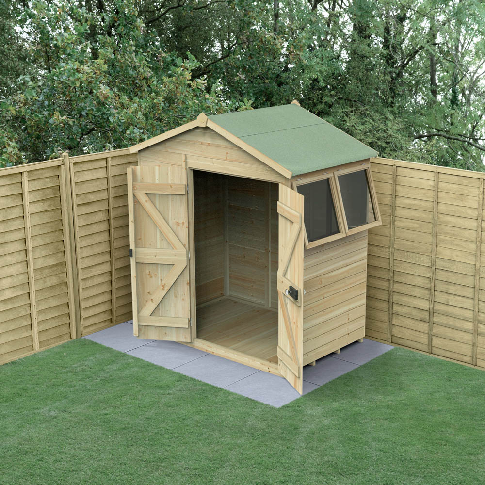 Forest Garden Timberdale 6 x 4ft 2 Opening Apex Shed Image 2