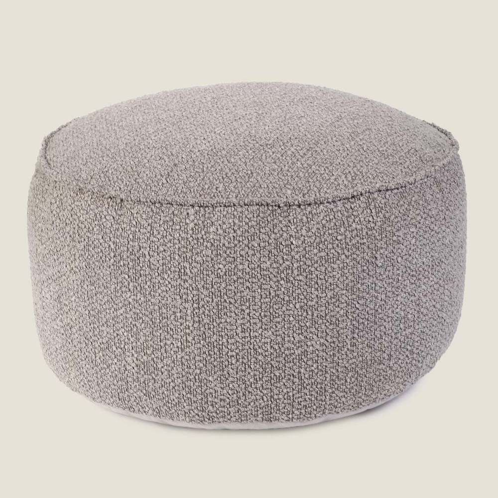 Kaikoo Grey Boucle Round Drum Bean Bag Image 2