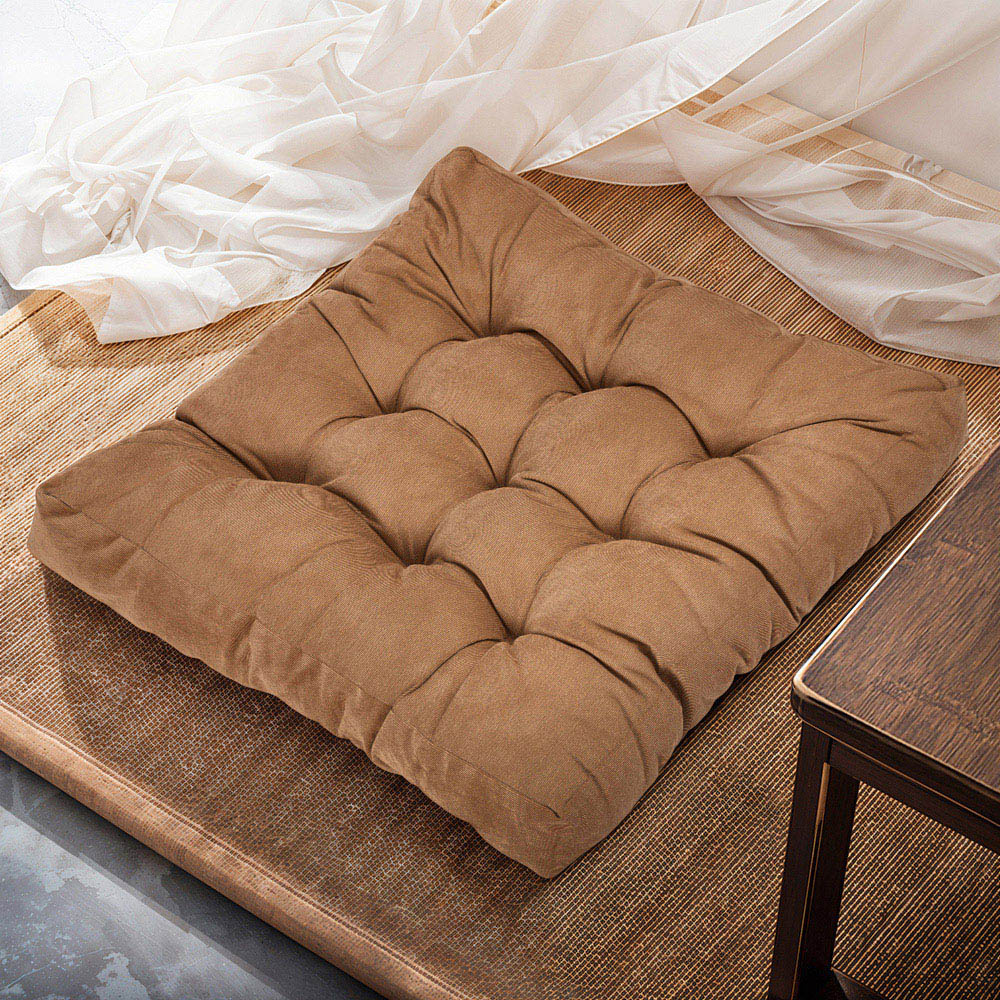 Living and Home Light Coffee Soft Corduroy Chair Cushion 55 x 55cm Image 2