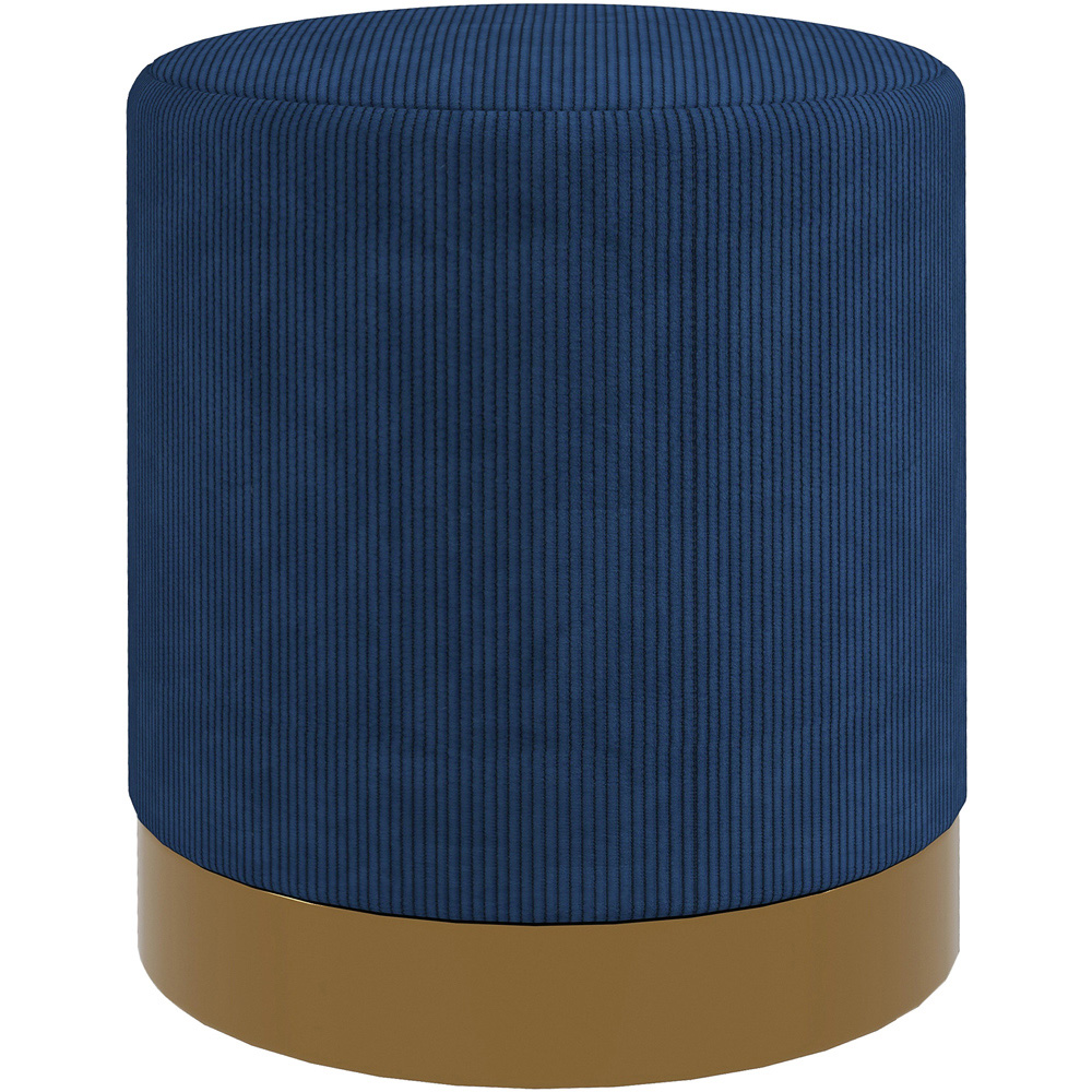Portland Dark Blue Round Footstool Image 2