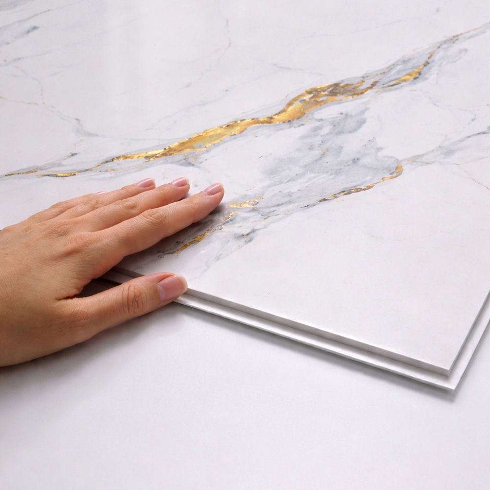 Britwall Gold Vein Carrara Marble Glossy Shower Panel 2400 x 1000mm 3 Pack Image 4