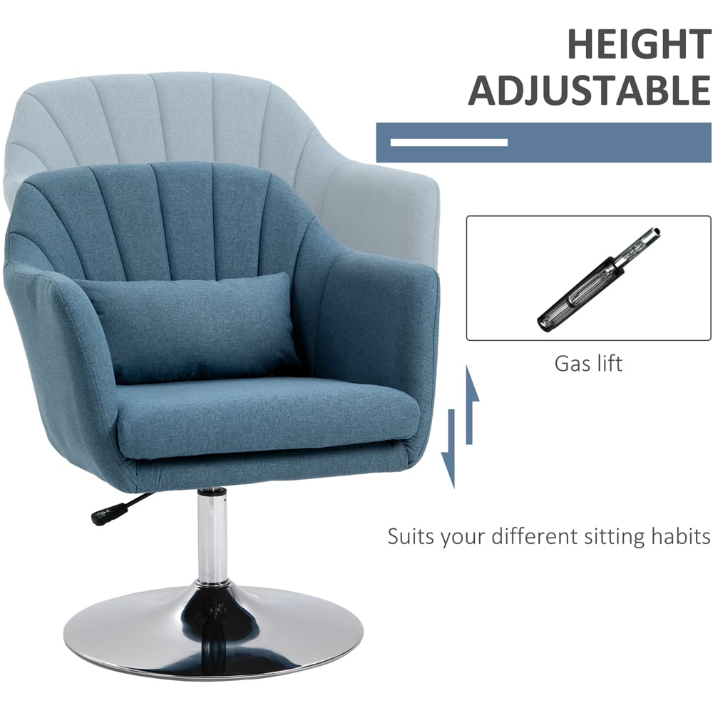 HOMCOM Blue Linen Fabric Swivel Accent Chair Image 5