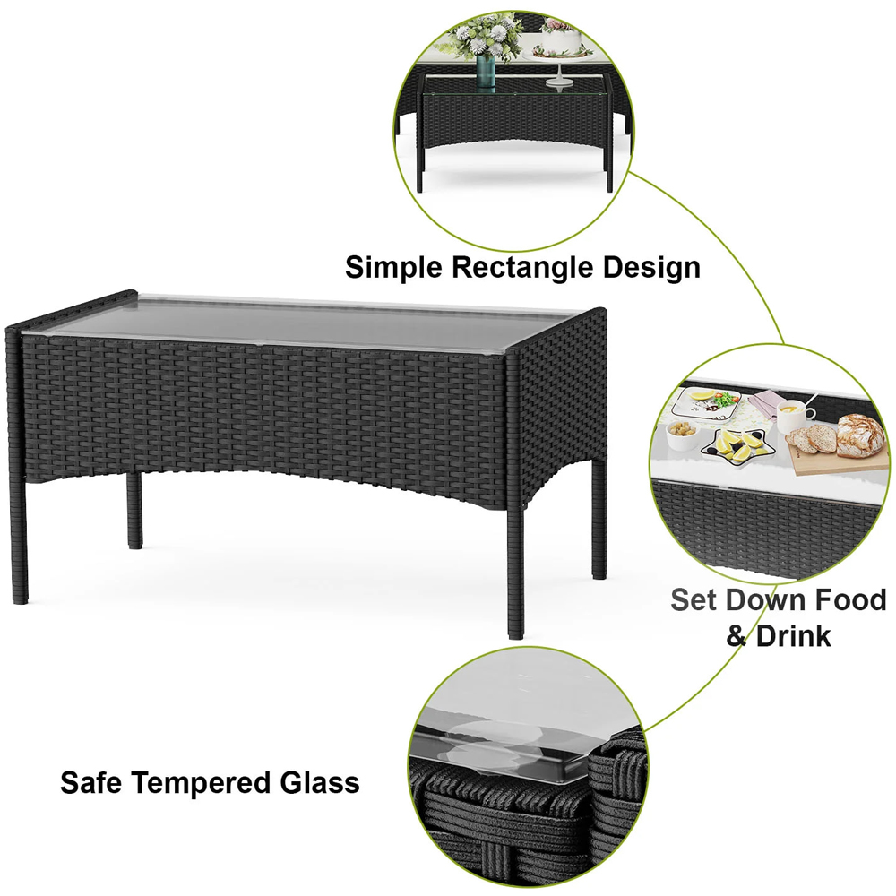 Rattrix 4 Seater Black Rattan Garden Furniture Set with Cushion Image 6