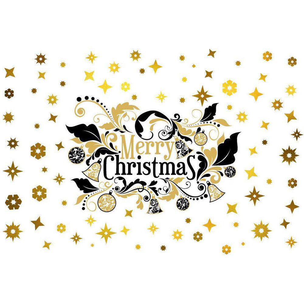 Walplus Bright Merry Christmas with Golden Snowflakes Self Adhesive Wall Sticker 121 Piece Image 2