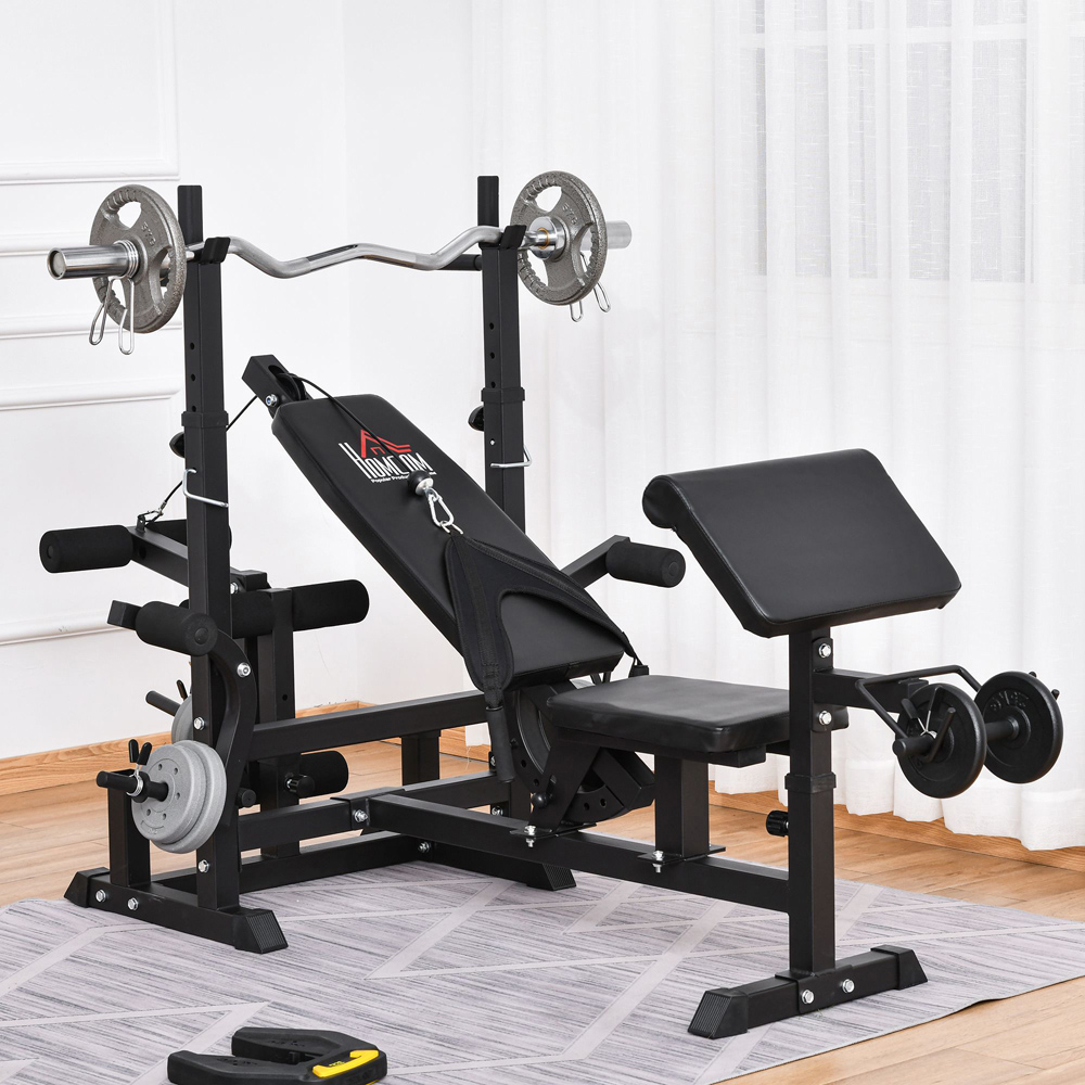 HOMCOM Black Multi Exercise Full Body Weight Rack Image 2