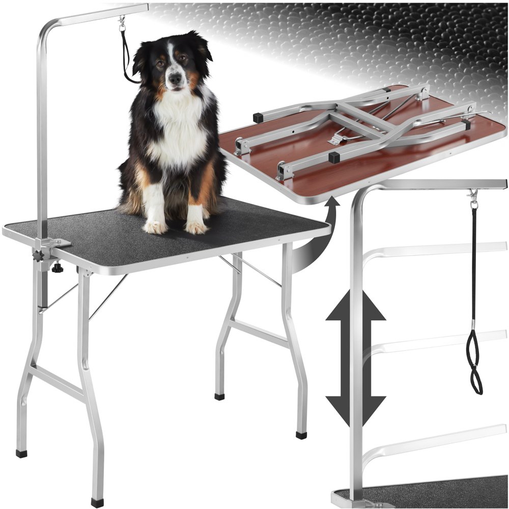 tectake Black and Grey Dog Grooming Table Image 2