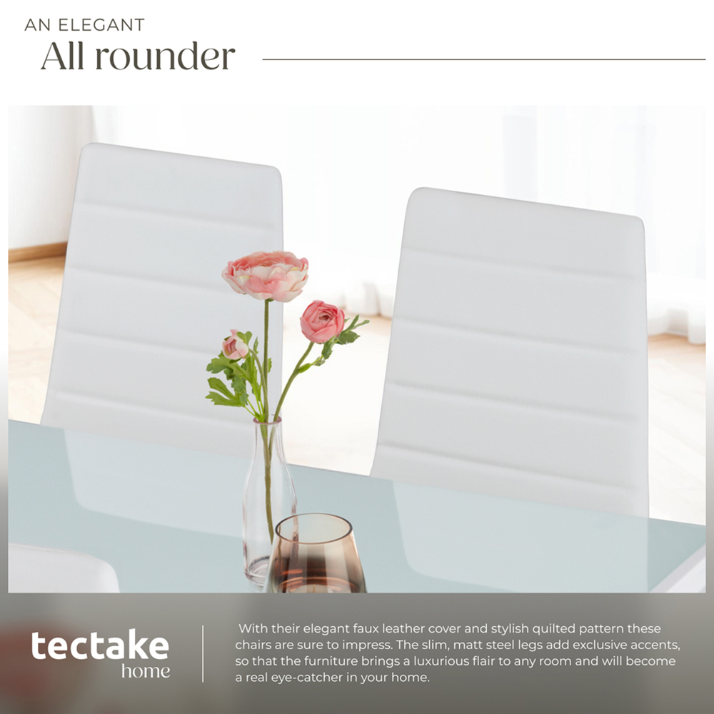 tectake Set of 4 White High Backrest Padded Dining Chair Image 7