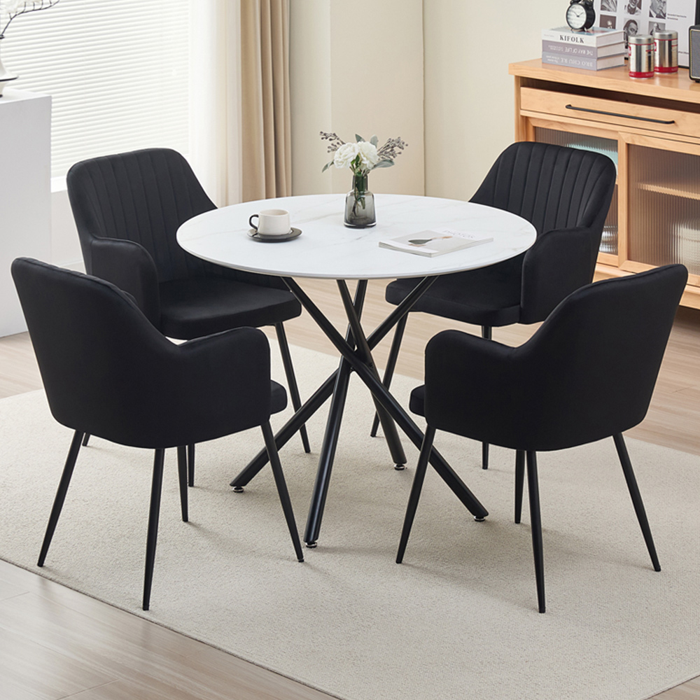 Indoor Living Seattle Charlotte 4 Seater Round Dining Set Black Image 1