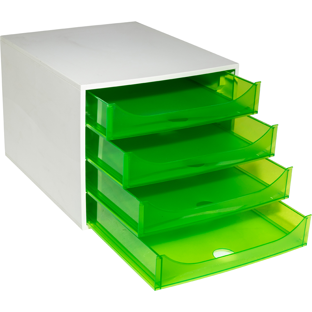 Exacompta EcoBox Linicolor 4 Drawer Apple Green Desk Organiser Image 4