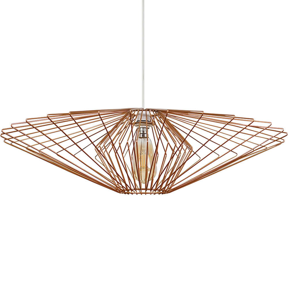 ValueLights Sinat Copper Wire Frame Pendant Shade XL Image 1