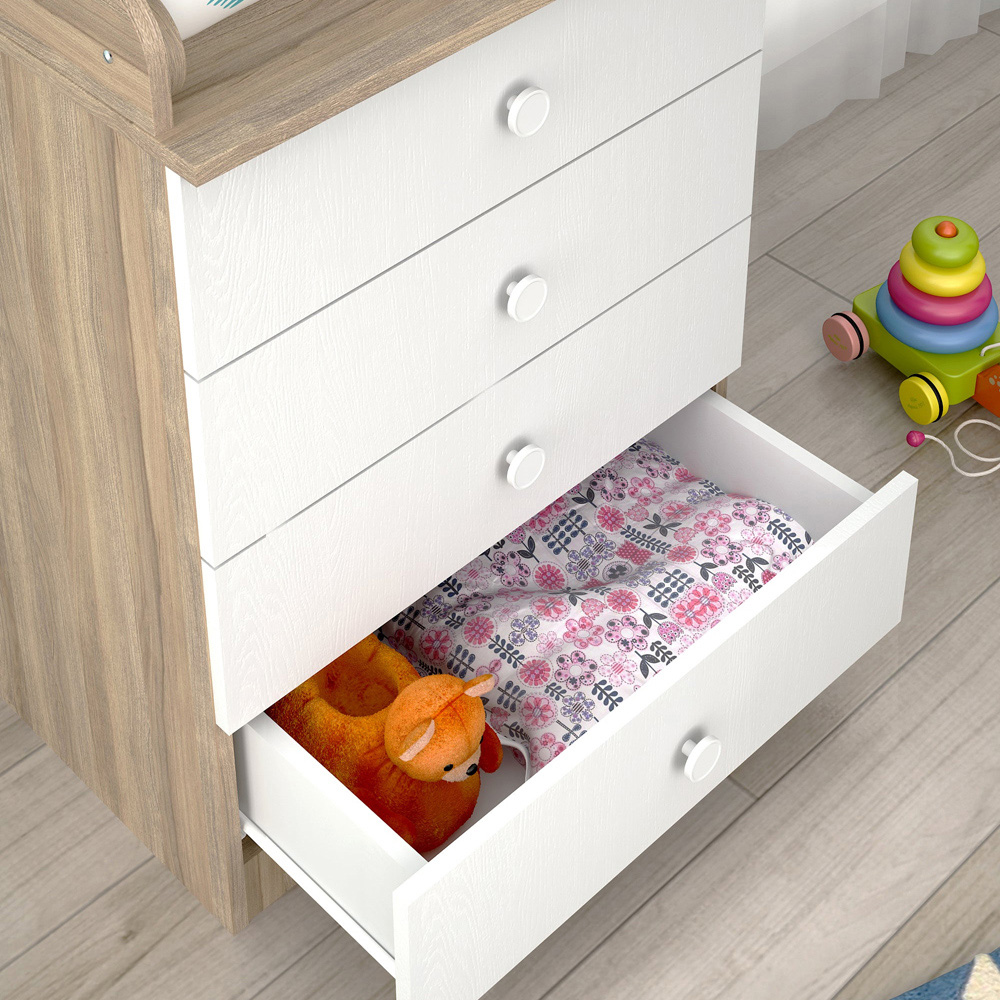 Shefa 600 4 Drawer Elm and White Kids Changing Dresser Image 5