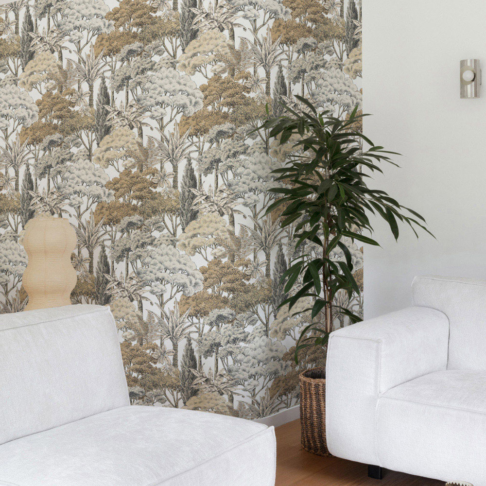 Grandeco Sketched Forest Neutral Wallpaper Image 2