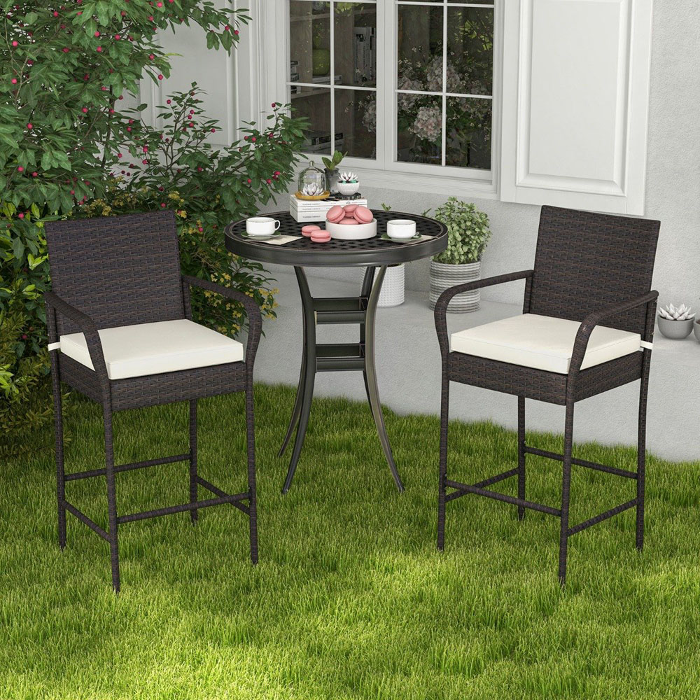 Costway Wicker Bar Stool Set of 2 Image 4