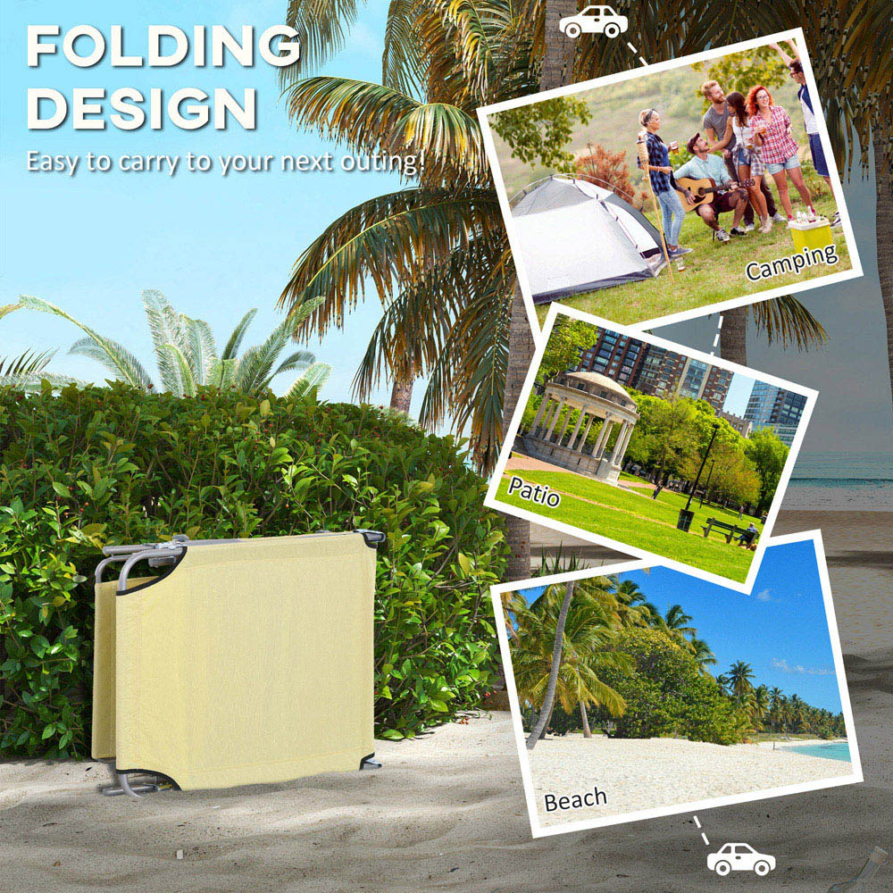 Outsunny Set of 2 Beige Adjustable Folding Sun Lounger Image 5