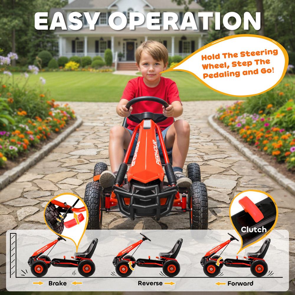 Tommy Toys AIYAPLAY Red Adjustable Seat Kids Pedal Go Kart with EVA Tyres Image 4