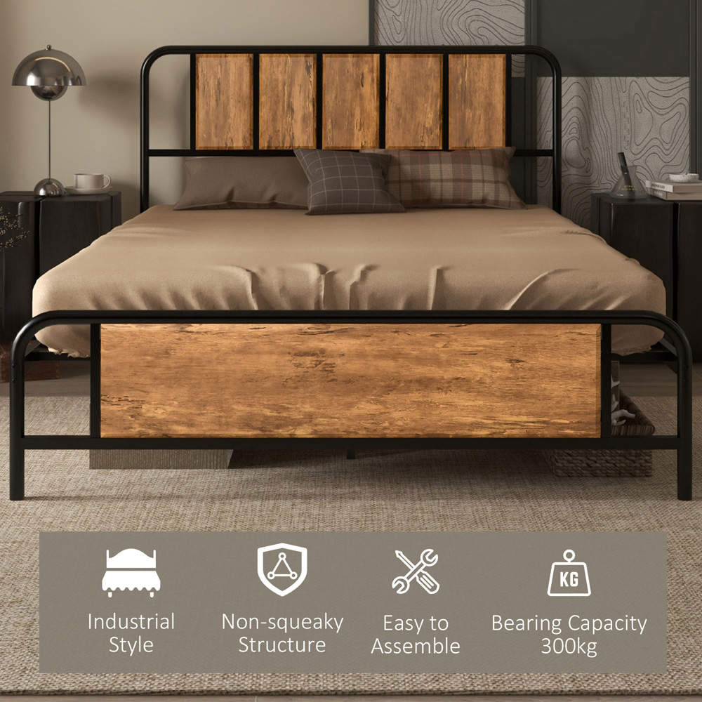 Portland Double Rustic Brown Bed Frame Image 4