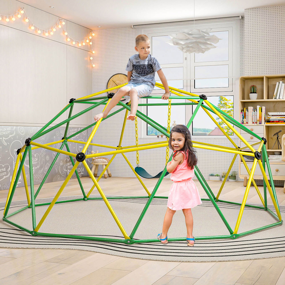 Costway Green Kids Climbing Dome and Jungle Gym Playground Set Image 2