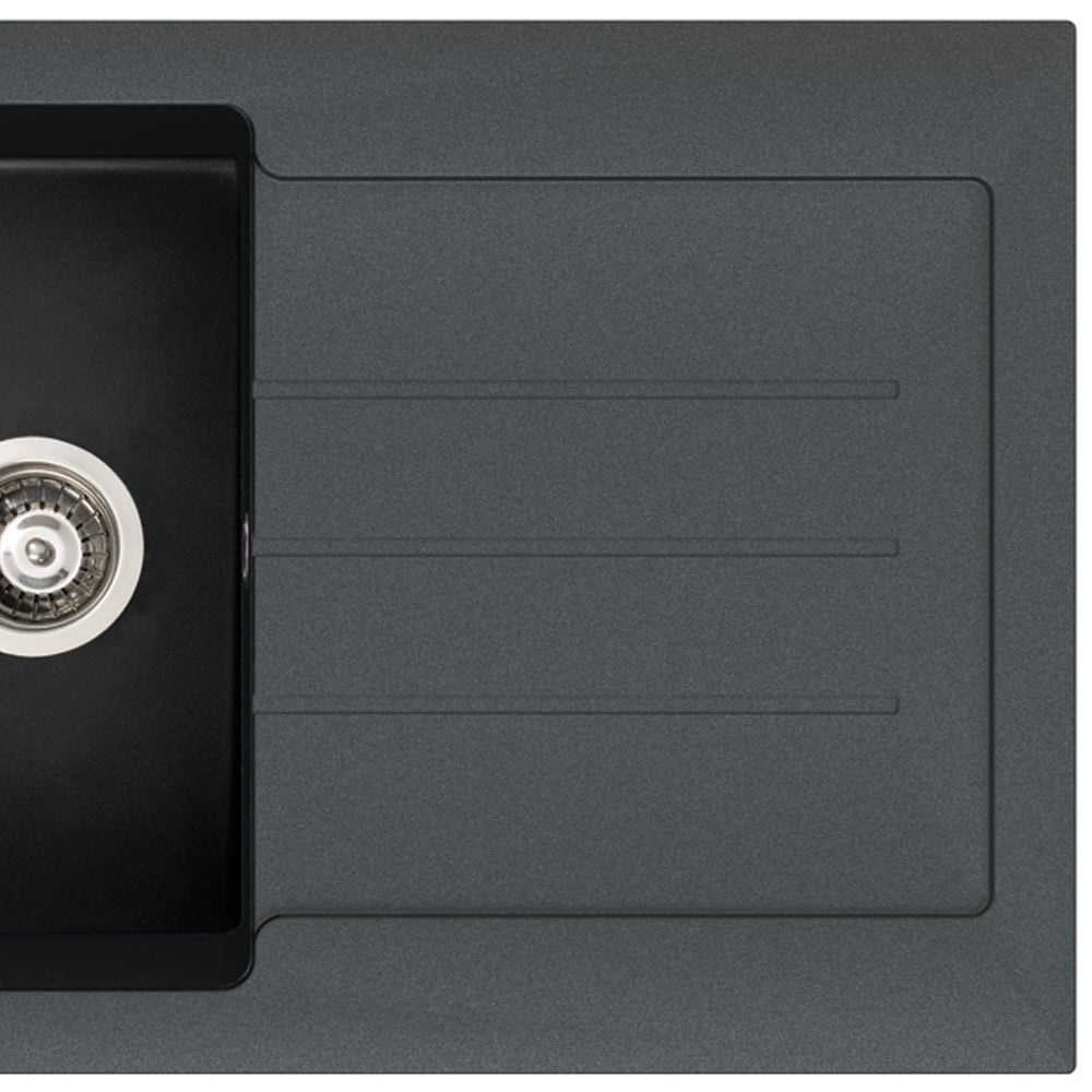 Xcite Black Granite 1.0 Bowl Inset Kitchen Sink 780mm Image 3