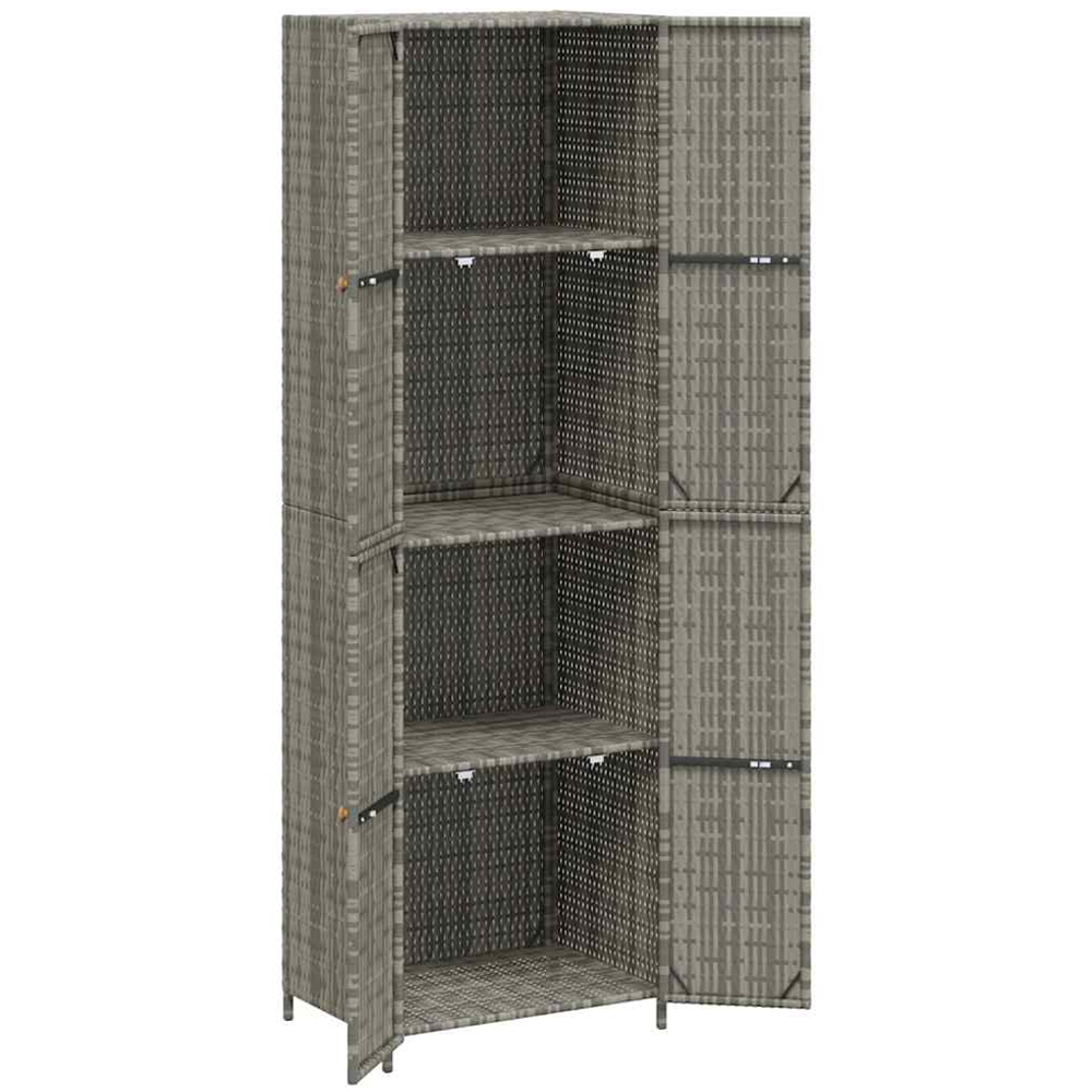 vidaXL 2 Door Grey Poly Rattan Garden Storage Cabinet Image 4