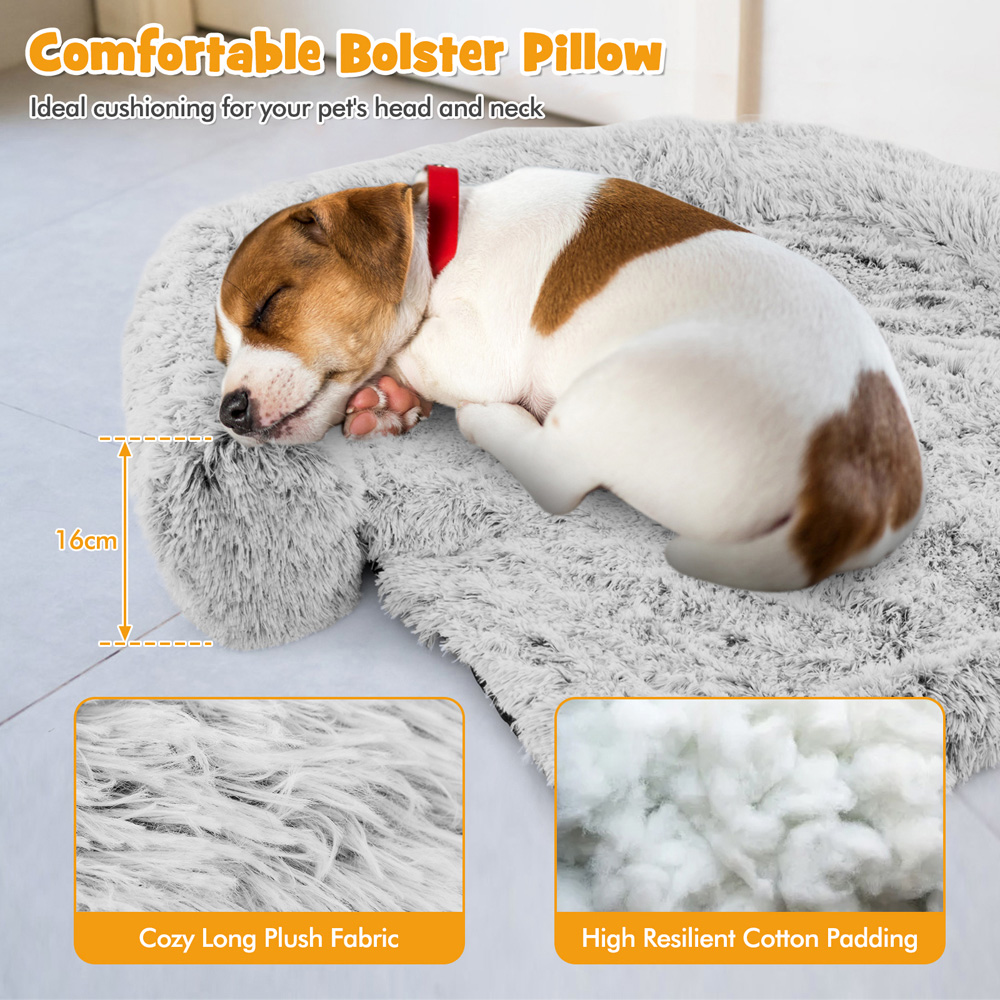 Costway White Small Fluffy Dog Mat Couch Cover Protector with Anti Slip Bottom Image 7