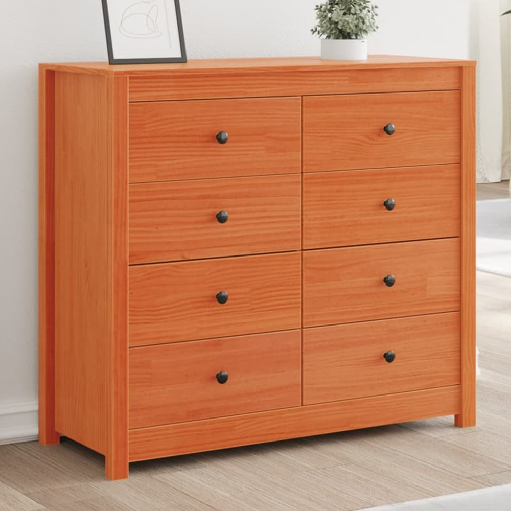 vidaXL 8 Drawer Solid Pine Wood Side Cabinet Image 1