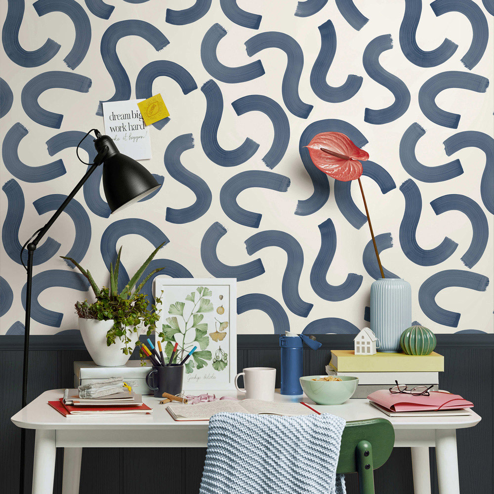 Holden Decor Curly Confetti Navy Wallpaper Image 3